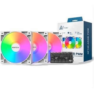 Pack triple refroidissement par air Montech GF120 PWM ARGB 120 mm Blanc avec contrôleur