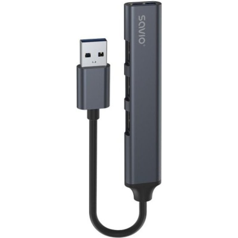 Hub USB Savio AK-70 3 ports USB 2.0, 1 port USB 3.1 Gen 1, aluminium, 18 cm