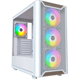 Tour Montech XR WOOD (W) Midi-Tour Blanc ATX Fenêtre latérale 4X120MM