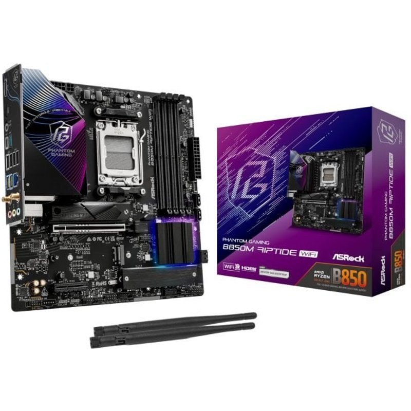 Carte mère Asrock B850 AMD AM5 Micro ATX B850M Phantom Gaming Riptide Wi-Fi DDR5 PCIe 5.0