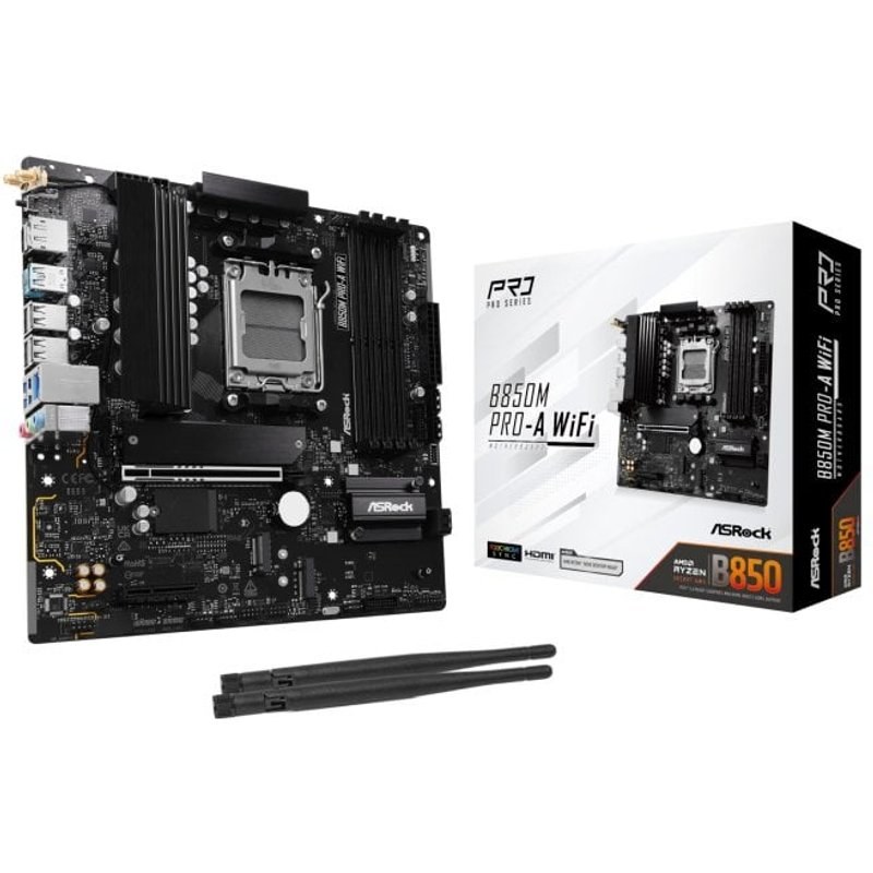 Carte mère ASRock B850M Pro-A AM5 Micro ATX Wi-Fi DDR5 PCIe 5.0 RAID 256 Go