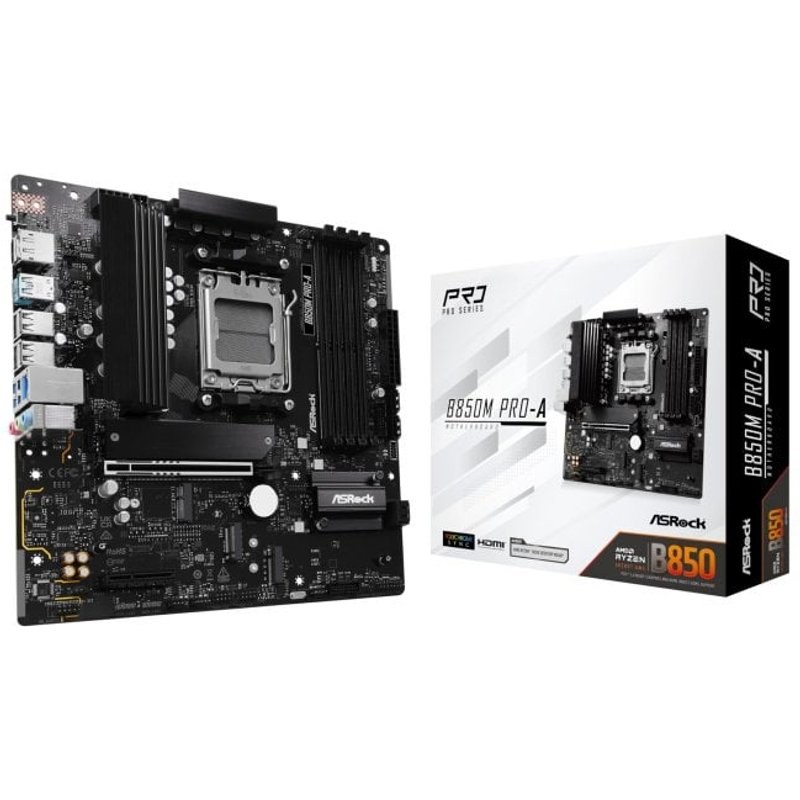 Carte mère ASRock B850 Micro ATX AM5 B850M Pro-A PCIe 5.0 DDR5 256 Go USB 3.2 RAID