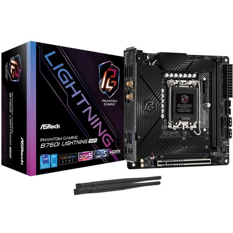 Carte mère ASRock B760I LGA 1700 Mini ITX Phantom Gaming Lightning Wi-Fi DDR5 PCIe