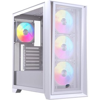 Boîtier tour ATX Einarex PULSE P600 RGB blanc avec panneau en verre/maille et 3 ventilateurs