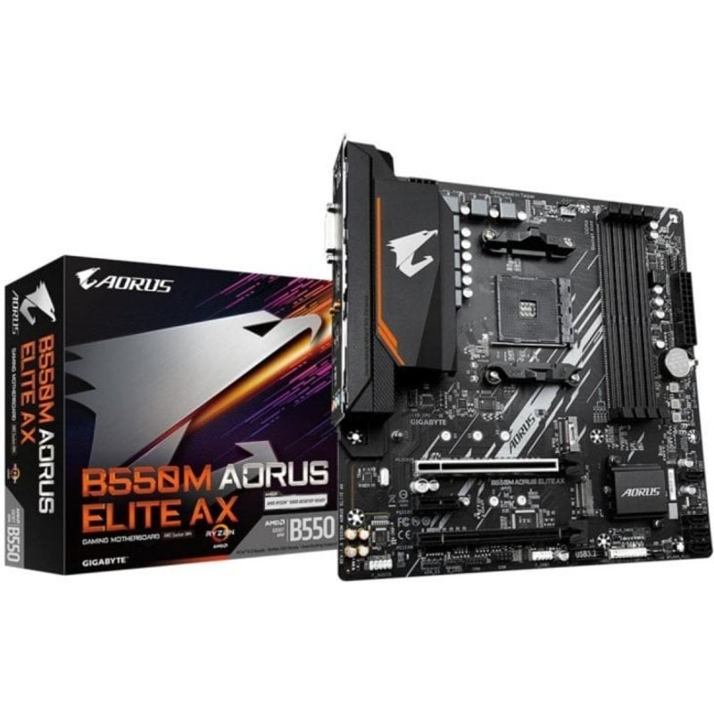 Placa Base GIGABYTE B550M AM4 MicroATX AORUS ELITE AX Wi-Fi 6E DDR4 128 Go