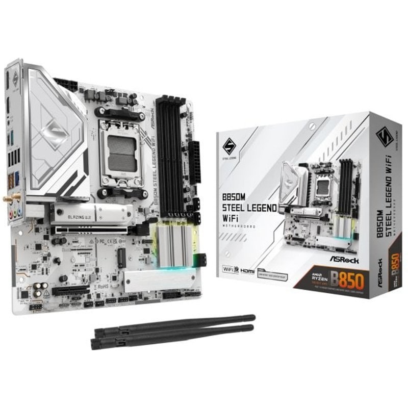 Carte mère Asrock B850M Steel Legend Wi-Fi B850 AM5 Micro ATX Overclock DDR5 Wi-Fi RAID