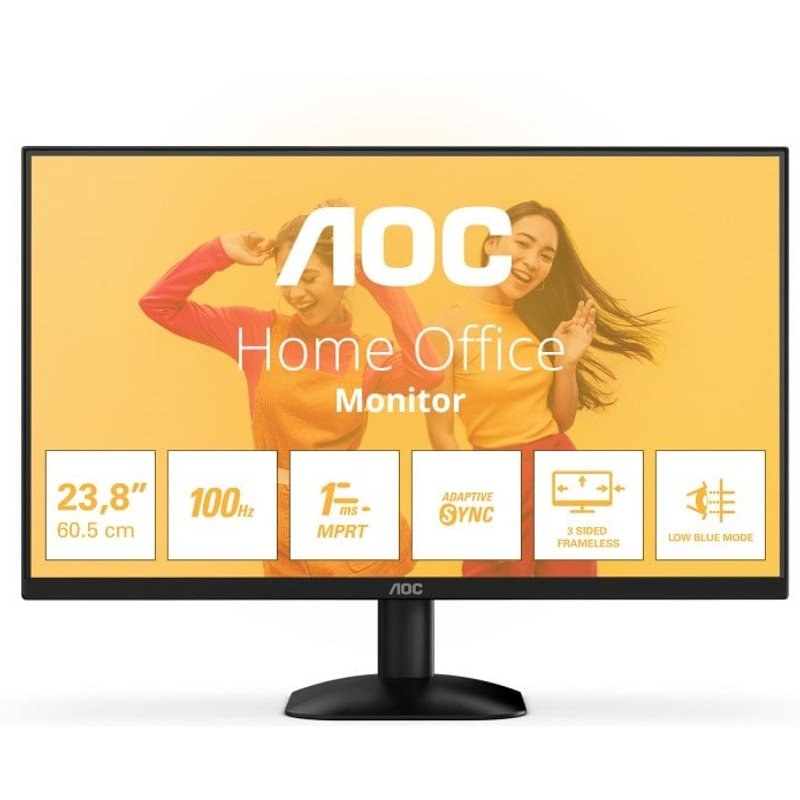 Moniteur AOC 24″ 1080P 100 Hz VA Adaptive Sync Sans cadre Sans scintillement Faible lumière