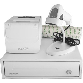 approx Imprimante thermique Ethernet/USB environ POSPACK3380WH avec tiroir-caisse, lecteur 1D