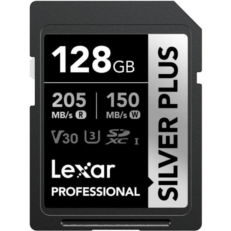 Carte SD Lexar Professional SILVER PLUS 128 Go UHS-I U3 V30 205 Mo/s résistante