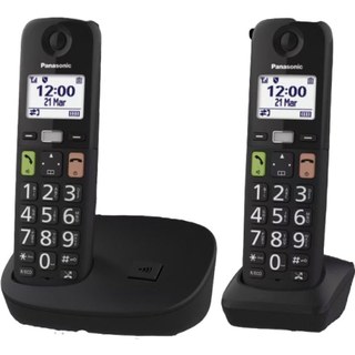 Téléphone sans fil Panasonic DECT 2 combinés, écran 1,8", grandes touches, blocage des appels