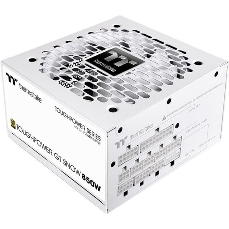 Alimentation entièrement modulaire Thermaltake 850 W 80 PLUS Gold ATX 3.1, blanche