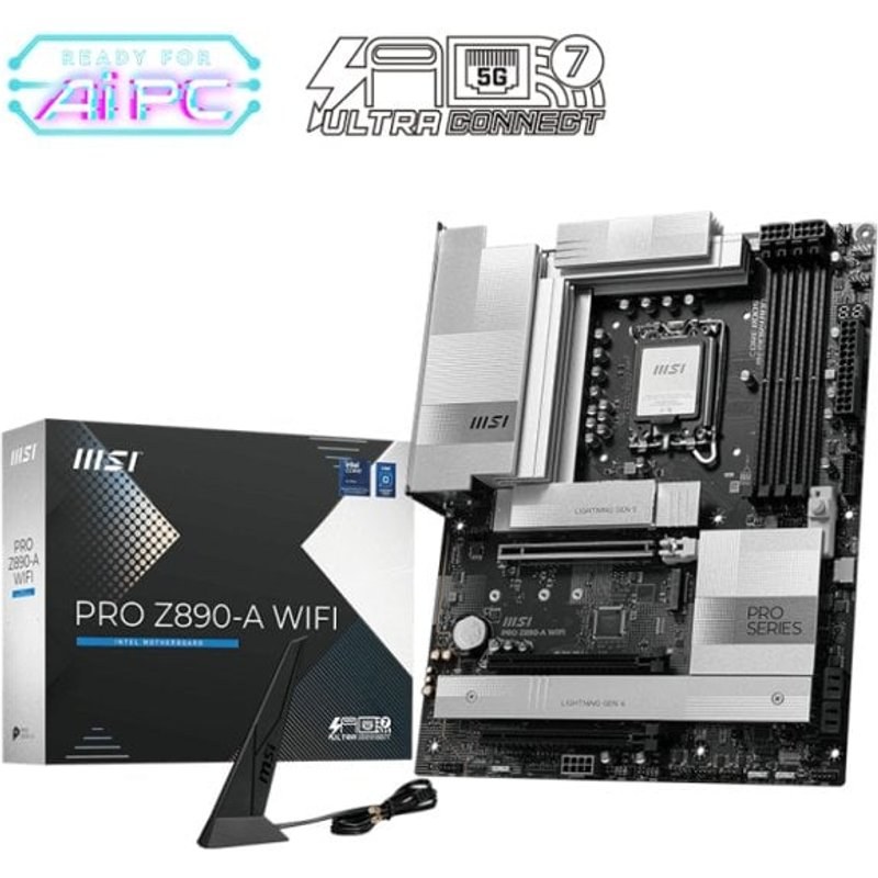 Carte mère MSI Z890 ATX LGA 1851 PRO Z890-A Wi-Fi DDR5 Wi-Fi 7 RAID 5GBE