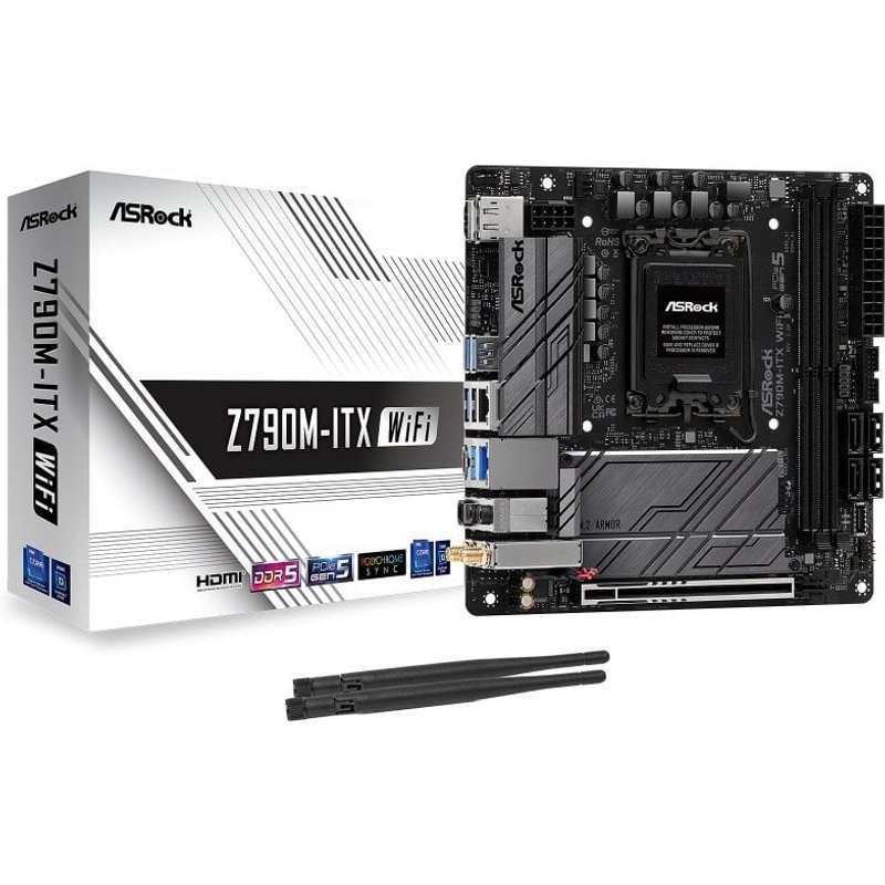 Carte mère ASRock Z790, Intel Z790 Socket 1700 Mini ITX Z790M-ITX, Wi-Fi DDR5 PCIe 5.0, Wi-Fi