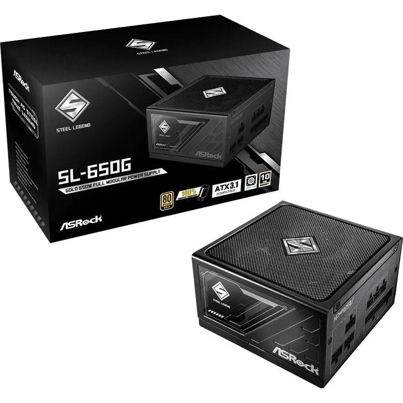 Bloc d'alimentation Asrock 650 W, certification 80 PLUS Gold, protection avancée Steel Legend