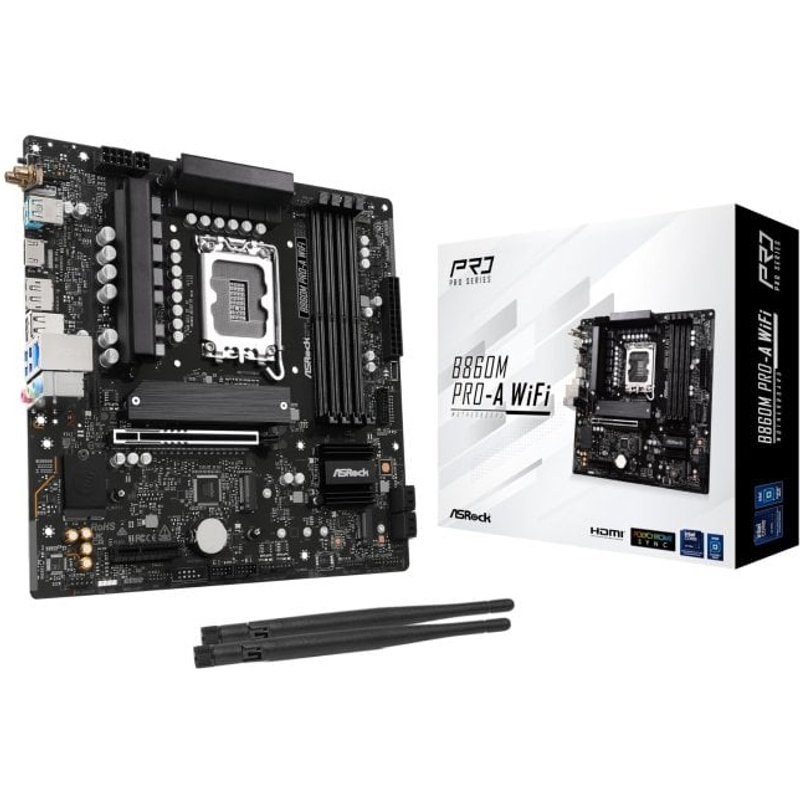 Carte mère Asrock B860 Micro ATX LGA 1851 B860M Pro-A Wi-Fi DDR5 PCIe Ethernet HD