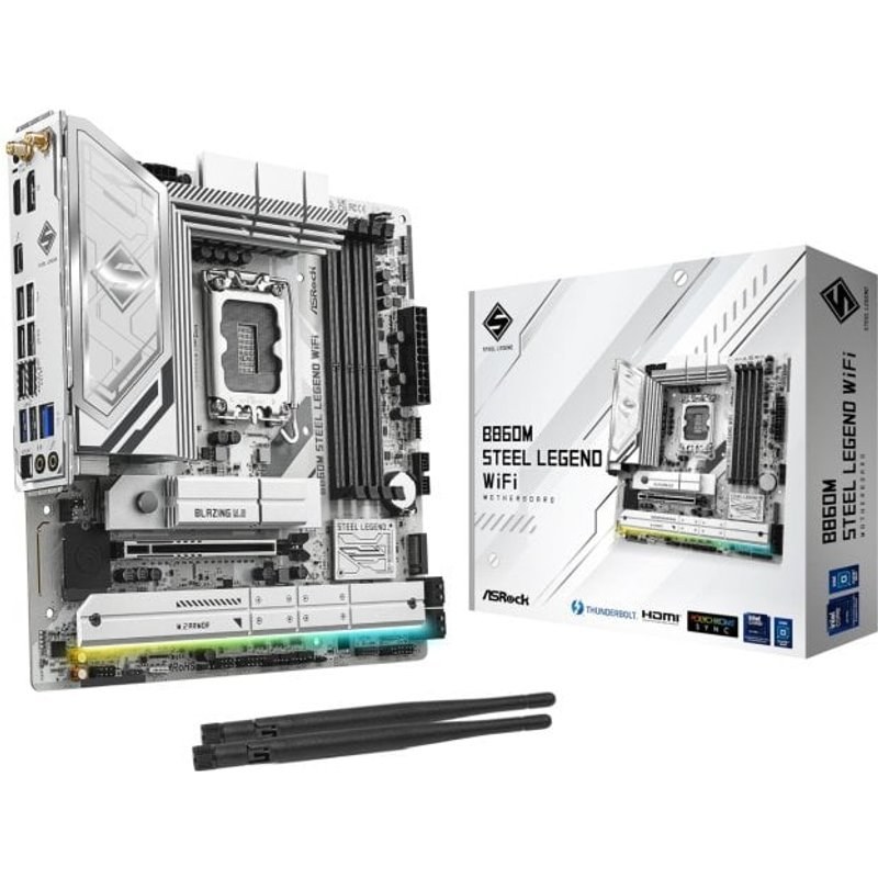 Carte mère Asrock B860 LGA 1851 Micro ATX B860M Steel Legend Wi-Fi 6E DDR5 256 Go PCIe 2.5G LAN