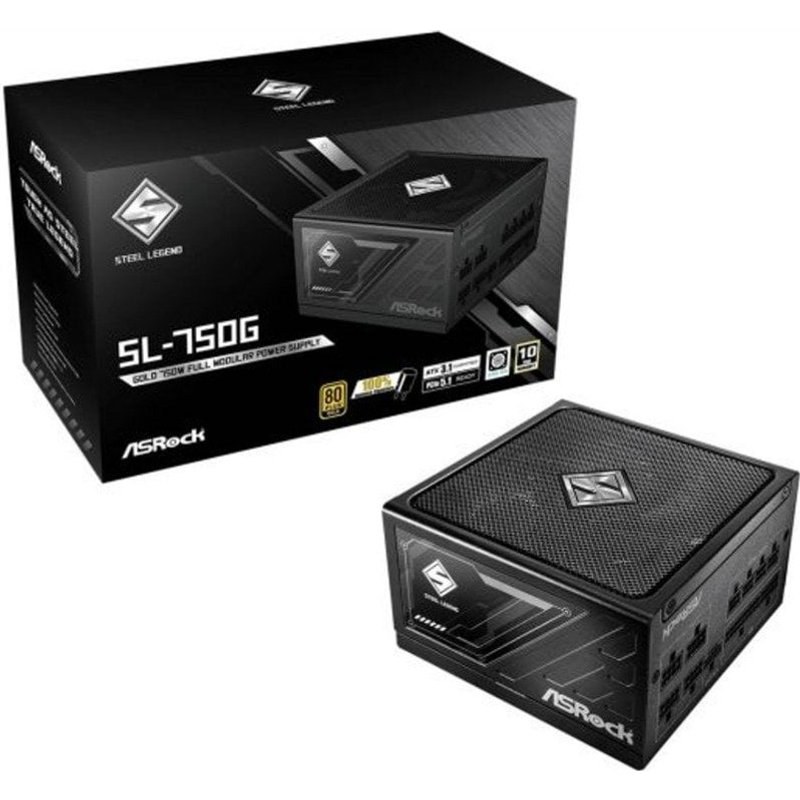 Bloc d'alimentation Asrock 750 W 80 PLUS Gold Steel Legend, protection totale, noir
