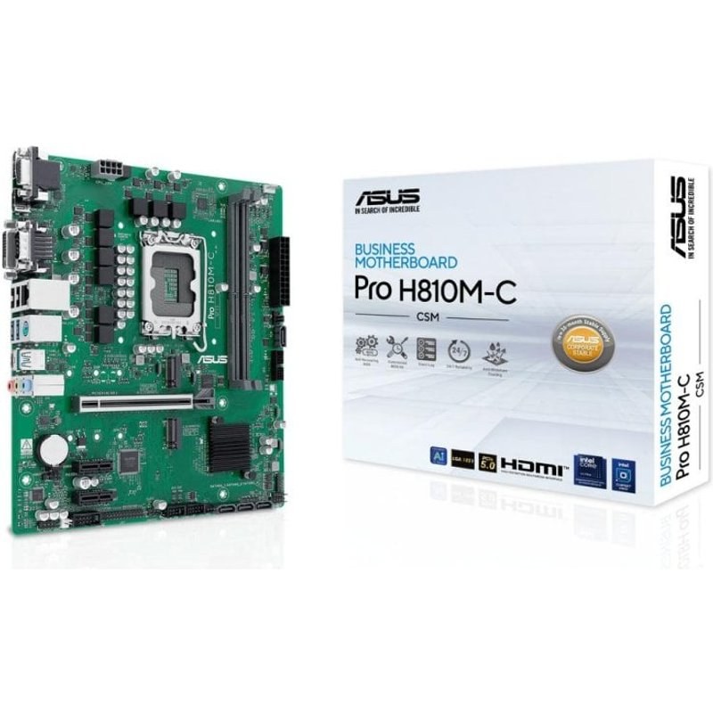 Carte mère ASUS PRO H810M-C-CSM Intel H810 LGA1851 DDR5 micro ATX Gigabit Ethernet