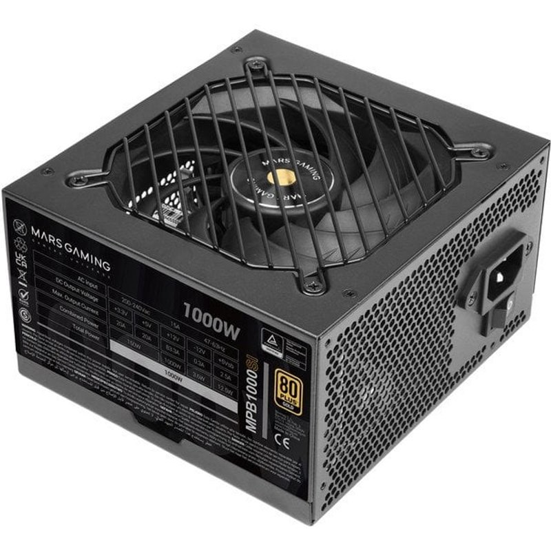Alimentation PC Mars Gaming MPB1000SI ATX 1000 W, garantie 7 ans, 80PLUS Gold, 90 % noir