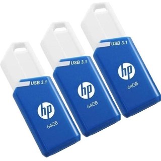 HP X755W Triple Pack Clé USB 64 Go USB Type A 3.2 Gen 1 75 Mo/s Glissière Bleu Blanc