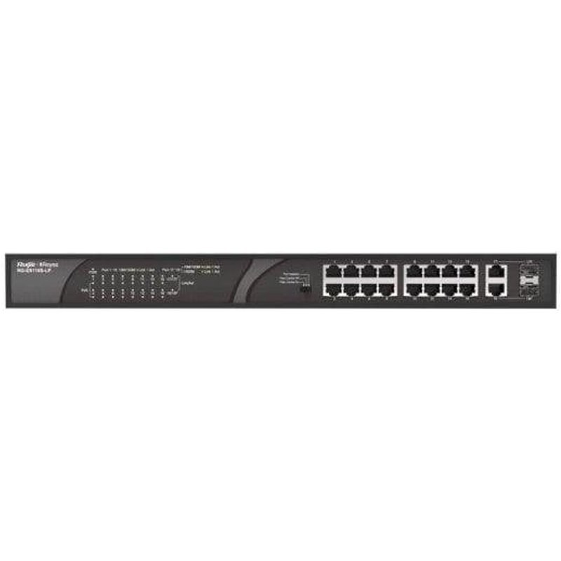 Switch Ruijie RG-ES118S-LP 18 Ports Fast Ethernet PoE Montage en Rack