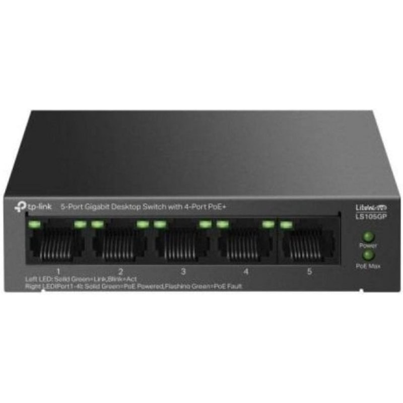 Switch TP-LINK LS105GP 4XGB POE+ 1XGB 65W