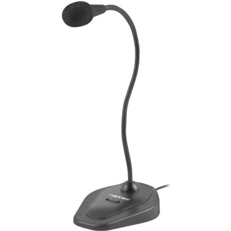 Microphone 2 voies Natec Giraffe, jack 3,5 mm, omnidirectionnel, noir, avec base stable