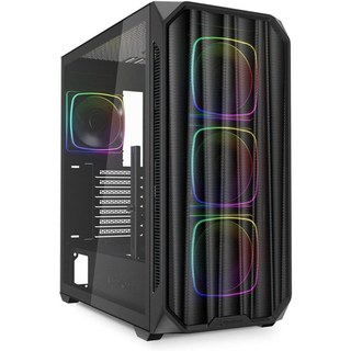 Boîtier Sharkoon AK5M RGB Midi Tower, 4 Ventilateurs PWM RGB, Support ATX