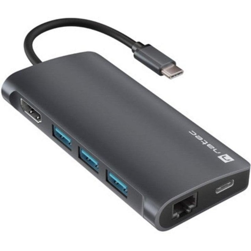 Hub USB-C Natec NMP-2162 100 W Ethernet Gigabit SD/MicroSD Gris