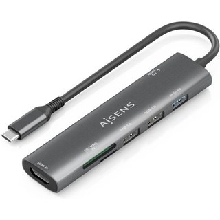Aisens USB-C Dock 7 en 1, HDMI, 2XUSB-A USB2.0, 1XUSB-A USB3.0, USB-C PD 100W, SD, Micro SD