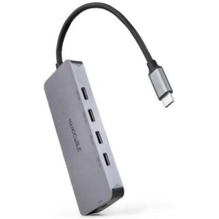 Hub USB-C Nanocable 10.16.4505 4XUSB-C/1XUSB-C PD 100W/Aluminium 10CM/Gris