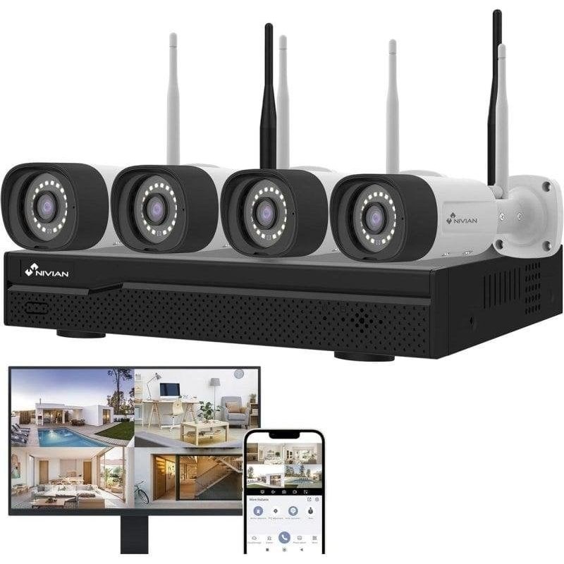 Caméra de surveillance Nivian NVS-KITW4310 2K Vision Nocturne Intérieur et Extérieur Détection