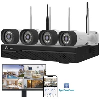 Caméra de surveillance Nivian NVS-KIT4CC16CH 2K Vision Nocturne Intérieur et Extérieur IA