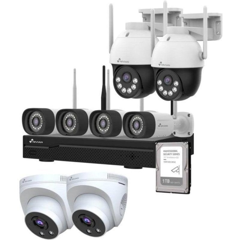 Caméra de surveillance Nivian NV-KIT1030W6-8MDCAM-1 To 2.5K Vision Nocturne Intérieur