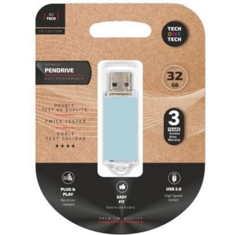 Pendrive Tech One 32 Go USB 2.0 Bleu Ciel
