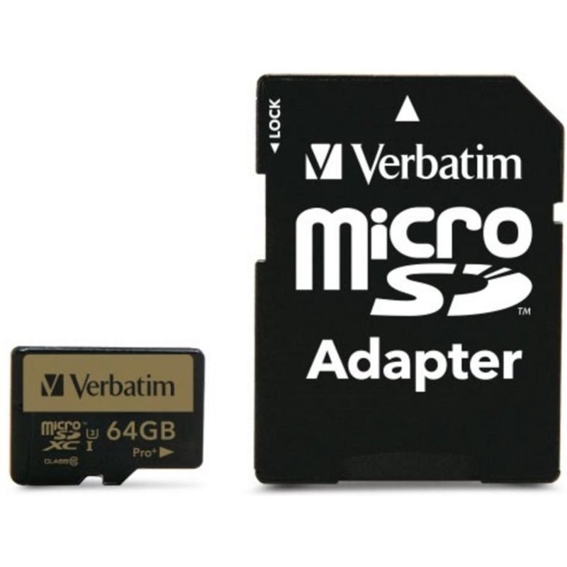 Verbatim Pro+ 64 Go microSDHC Classe 10 MLC 90 Mo/s Résistant aux Chocs et à l'Eau