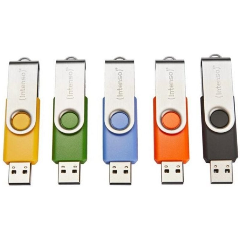 Clé USB Intenso Basic Line 8 Go USB Type A 2.0 28 Mo/s Rotatif Noir, Bleu, Vert, Orange, Jaune