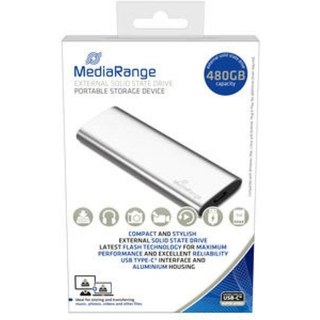 Disque SSD MediaRange MR1102 480 Go M.2 USB Type C 3.2 Gen 2 Vitesse 450 MB/s Argent