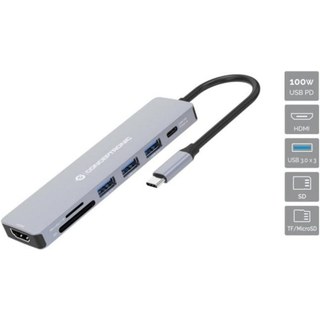 Conceptronic DONN19G Hub USB 3.2 Type-C 100 W Gris Lecteur de Cartes MicroSD