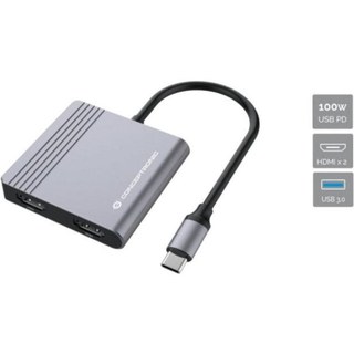 Conceptronic DONN13G Hub USB 3.2 Gen 1 Type-C 100W Gris 4K Ultra HD
