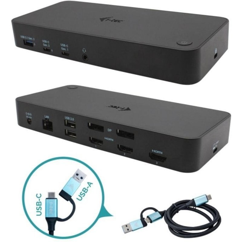 Station d'Accueil i-tec USB 3.0 / USB-C / Thunderbolt 3X 4K avec alimentation 100W