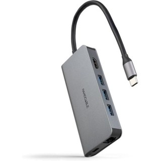 Hub USB-C Nanocable 8 en 1 Aluminium 3XUSB-A 3.0 + HDMI 4K@60 Hz + RJ45 1GBPS