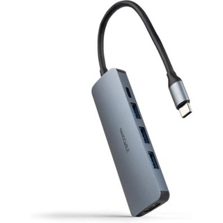 Hub USB-C Nanocable 5 en 1 Aluminio Gris 100W HDMI 4K USB-A 3.0