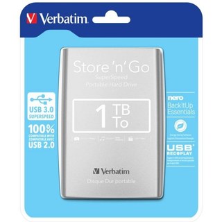 Disque Dur Portable Verbatim Store 'n' Go 1 To USB 3.0 Micro-USB B Argent