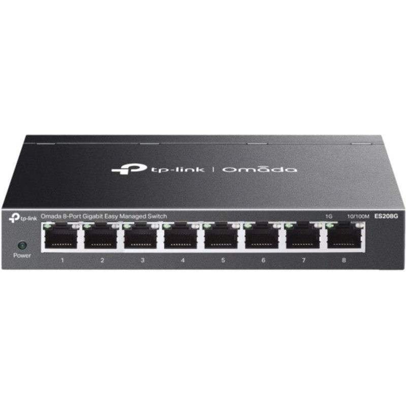 Omega Switch TP-Link Omada ES208G Gestionné 8 Ports Ethernet Gigabit Noir Montage Mural
