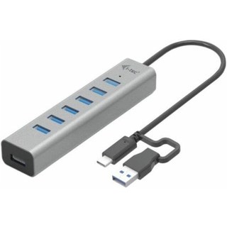 Hub USB i-tec 7 Ports Métal USB-C/USB-A 5 Gbps Charge Active Gris 0,3 m