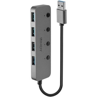 Hub USB Lindy 43309 4 Ports USB 3.2 Gen 1 Alu ABS Gris 5GBPS