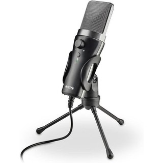Microphone NGS MS120 USB cardioïde streaming podcast noir