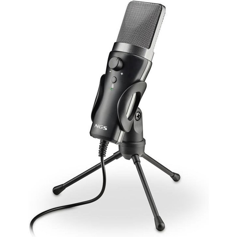 Microphone NGS MS120 USB cardioïde streaming podcast noir