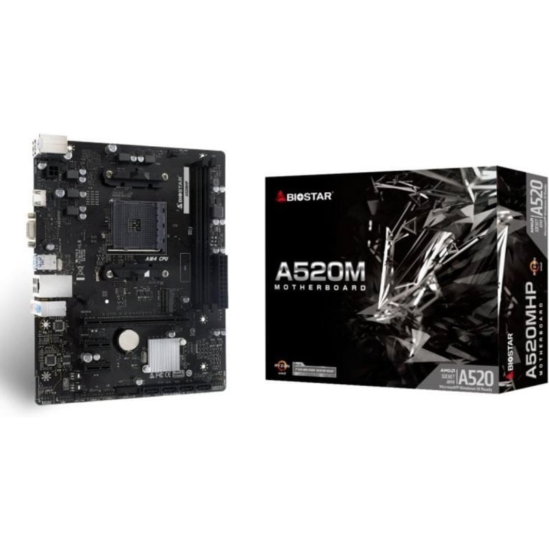 Carte Mère Biostar A520MHP AMD Ryzen 3000/4000/5000 jusqu'à 64 Go DDR4-SDRAM